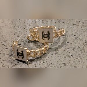 Chic Gold and Black Earrings Like Chanel Style